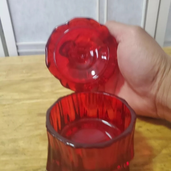 Vintage Mosser Amberina Colonial Glass Powder Box UV - Picture 5 of 8